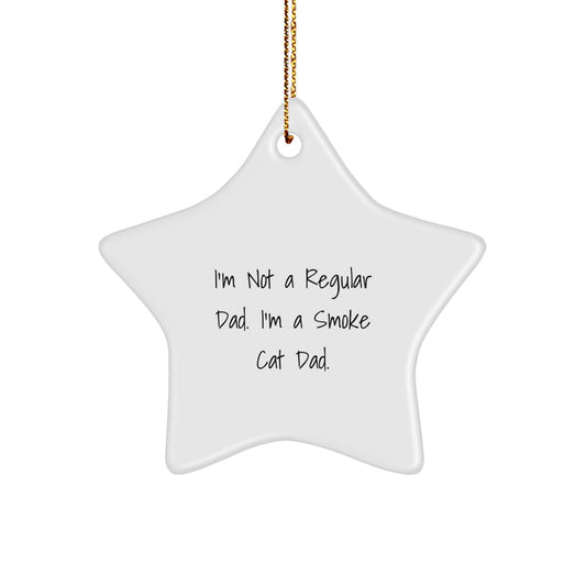 Smoke Cat Dad Gifts, Funny Star Ornament for Men, 'I'm Not A Regular Dad. I'm A Smoke Cat Dad.' Quote, White Star Shaped, Christmas Unique Gifts from Men to Family - Image 1