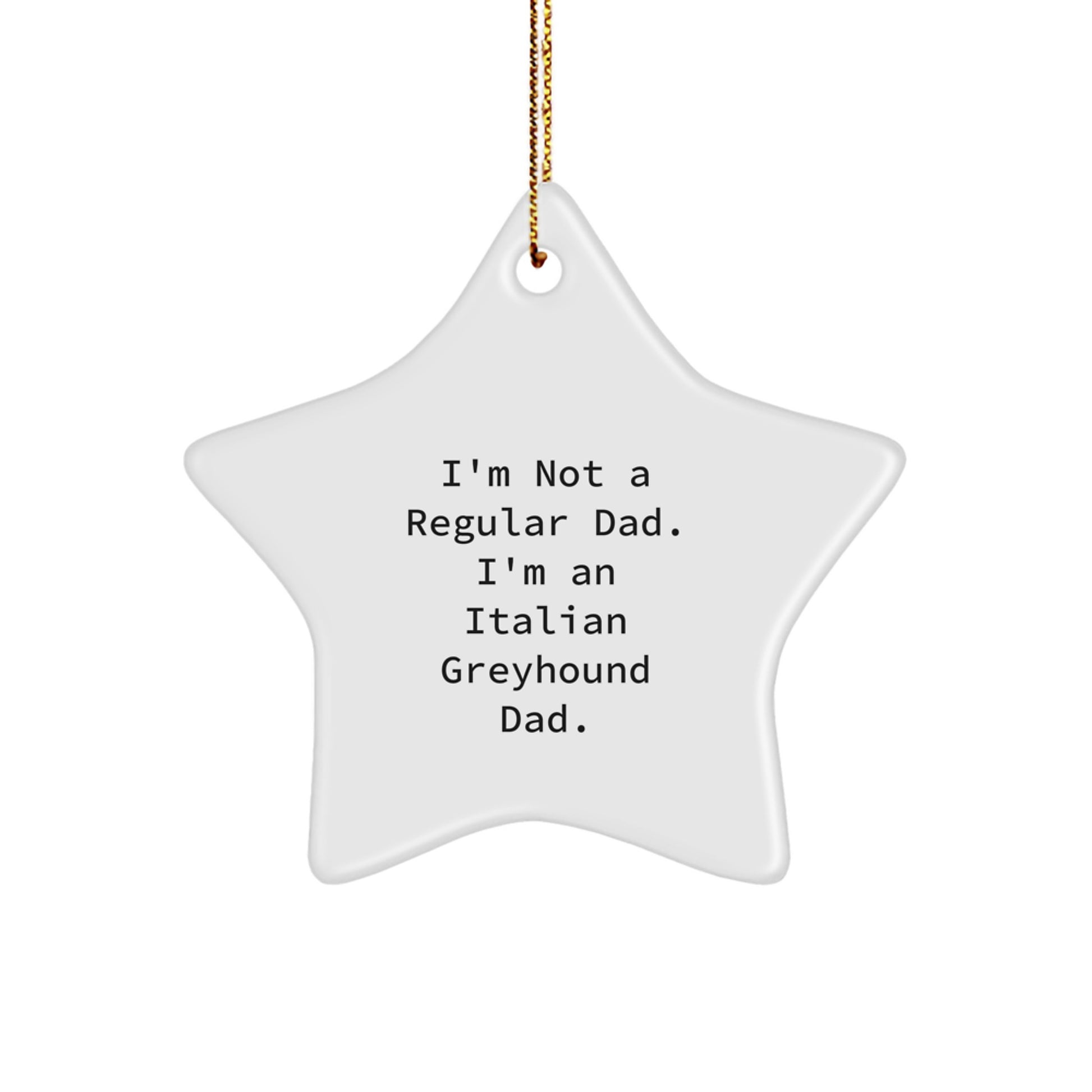 Italian Greyhound Dad Gifts, Funny Star Ornament for Christmas, 'I'm Not A Regular Dad. I'm An Italian Greyhound Dad.' - Gifts from Men to Family - Image 1