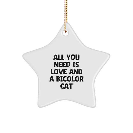 Bicolor Cat Gifts, All You Need Is Love, Star Ornament for Christmas - Image 1