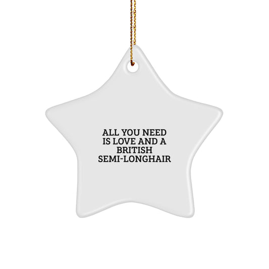 British Semi-Longhair Cat Gifts, Funny Quote Inspired Star Ornament for Christmas, Gifts from Family, Friends, or Coworkers for Men, Women, or British Semi-Longhair Cat Lovers - Image 1