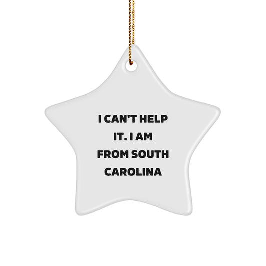 South Carolina Star Ornament Gifts from Men to Family, Funny Quote 'I Can't Help It. I Am From South Carolina', Unique Christmas Decoration - Image 1