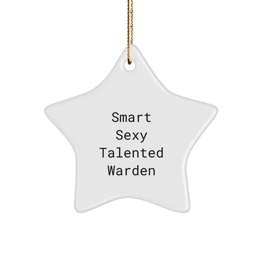 Funny Warden Star Ornament Gifts from Men to Funny Smart Sexy Talented Warden Friends this Christmas - Image 1